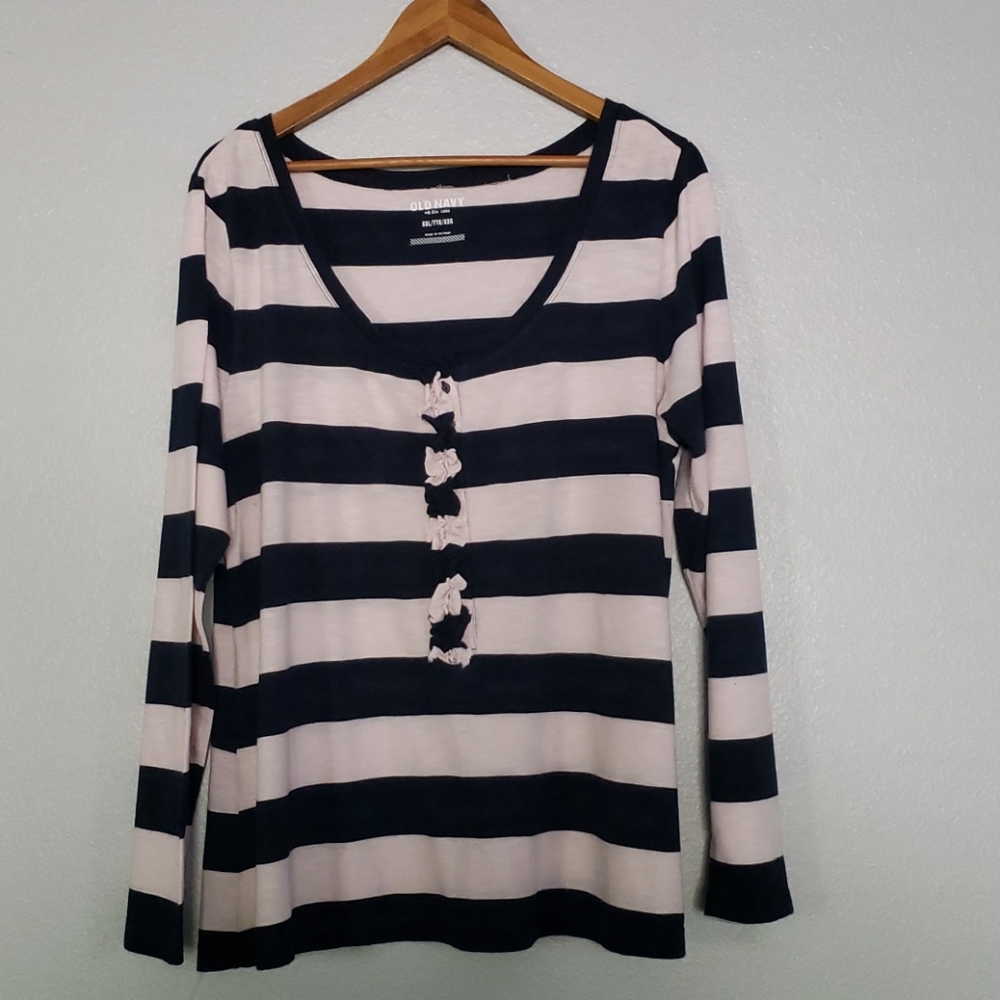 🔵 2 for $15  Old Navy Blue & Pink Long Sleeve Top